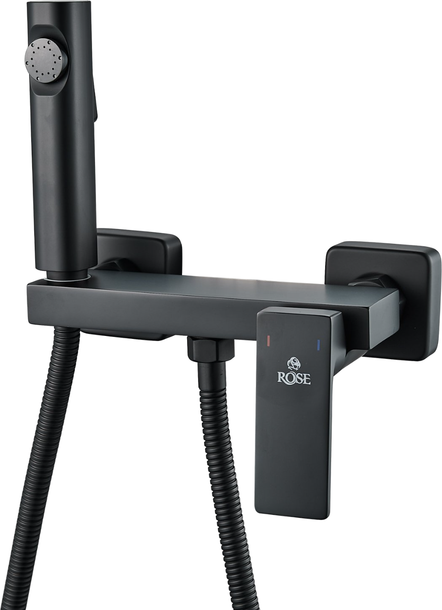 Гигиенический душ Rose R1805H-1 со смесителем черный 7249₽