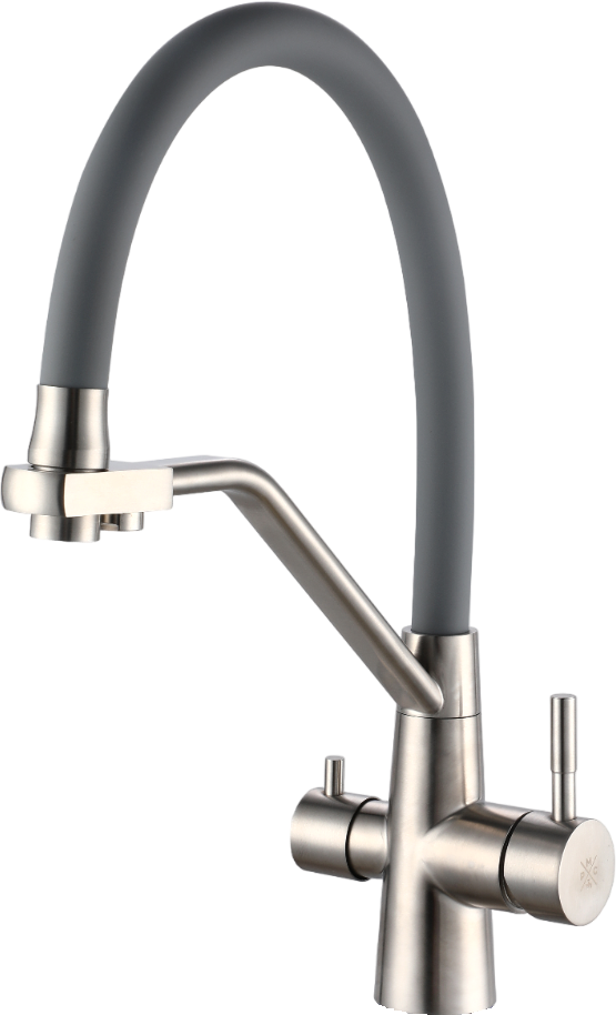 

Смеситель для кухни РМС SUS127GY-016F-015 с гибким изливом, хром, серый