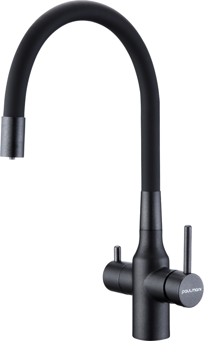 

Смеситель для кухни Paulmark Salix Sa213419-BLM с гибким изливом, черный