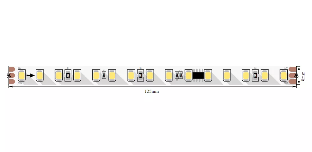 

Светодиодная лента SWG Standard 24В 2835 11Вт/м 2700-3200K 5м IP20 SWG2120-24-11-WW-SPI-M 024292