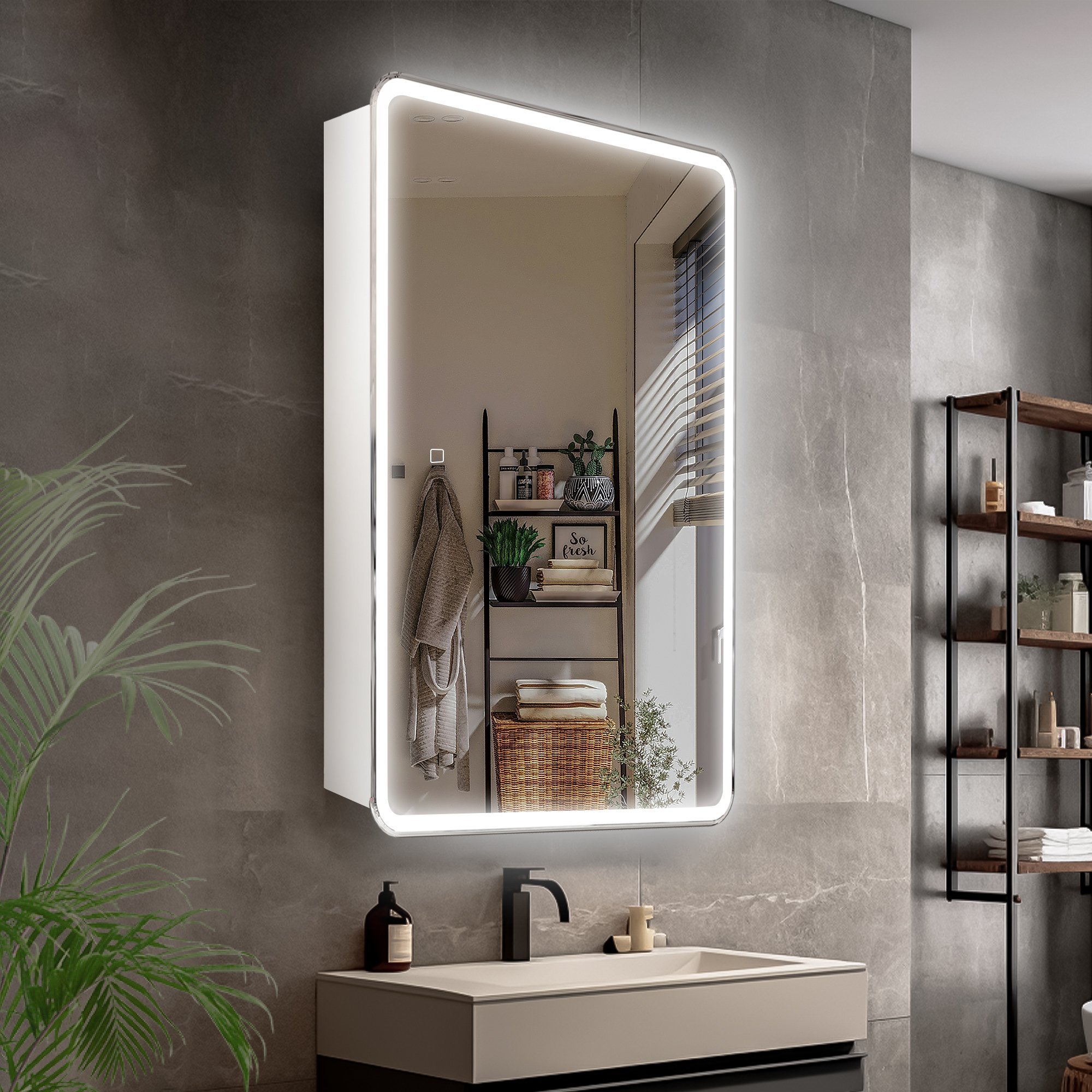 

Зеркало-шкаф Style Line Каре 40 с подсветкой, сенсор с диммером, белое