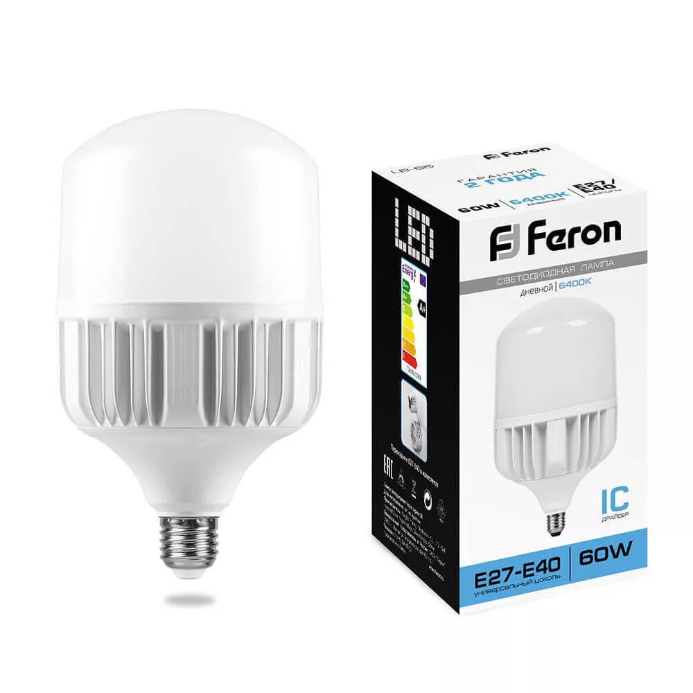 

Лампа светодиодная Feron E27-E40 60W 6400K Цилиндр Матовая LB-65 25782