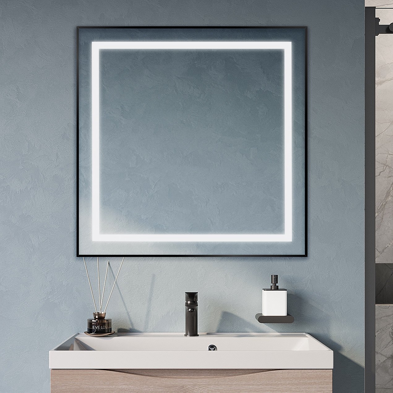 

Зеркало BelBagno Kraft 80x80 с подсветкой, черное
