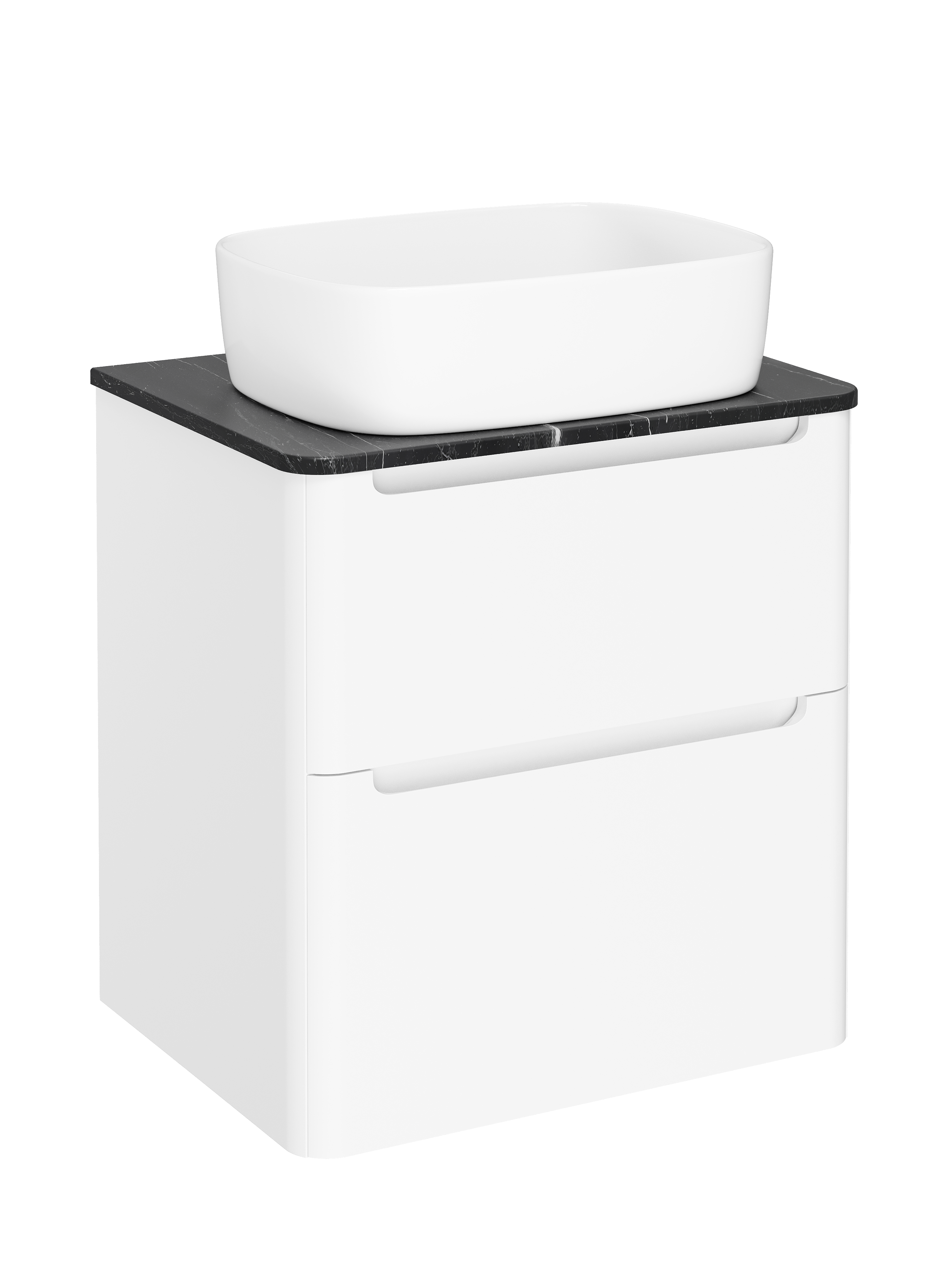 

Тумба с раковиной STWORKI Монтре 60 белая, столешница черный мрамор, раковина Берген S21410WH