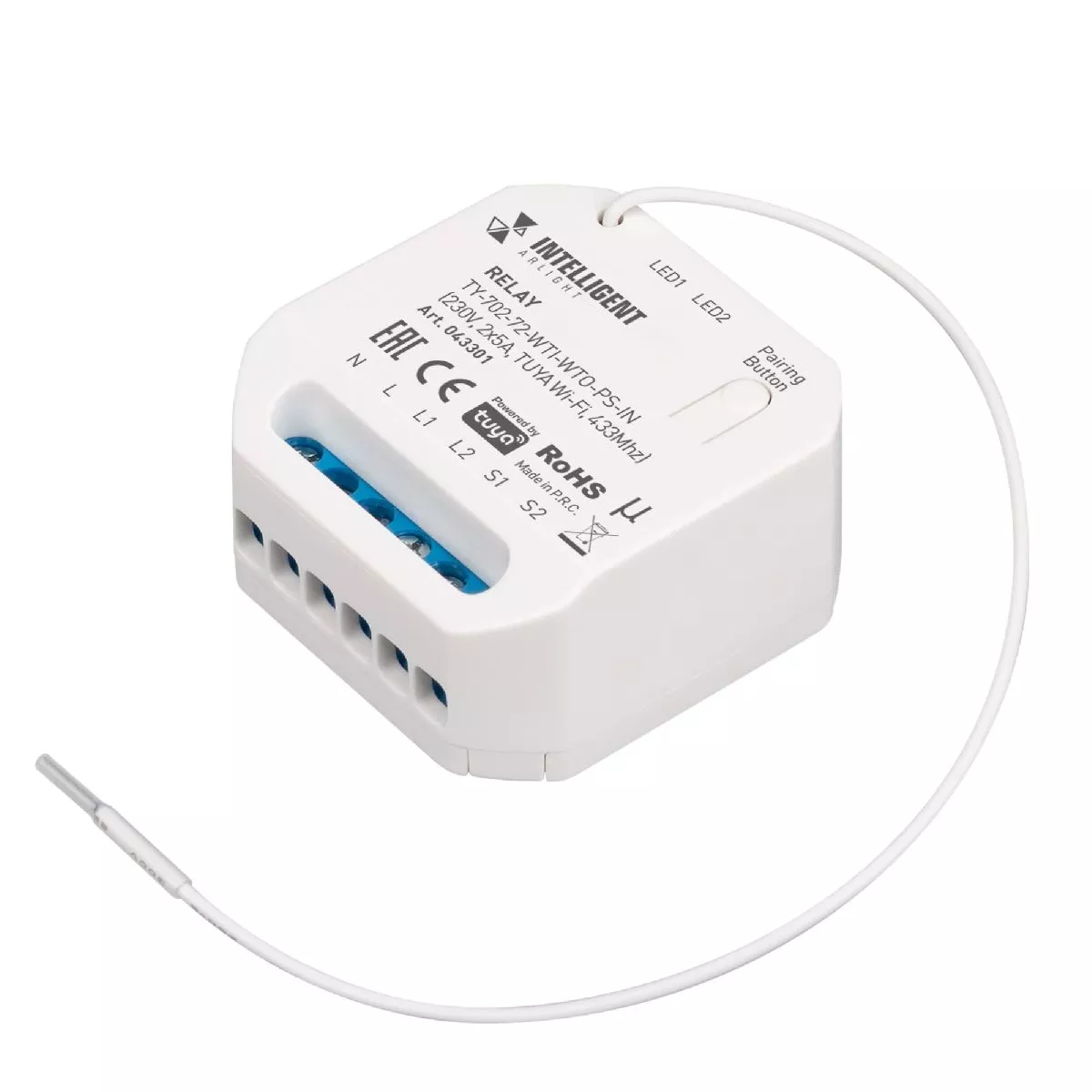 

Релейный модуль Arlight TY-702-72-WTI-WTO-PS-IN (230V, 2x5A, TUYA Wi-Fi, 433Mhz) 043301