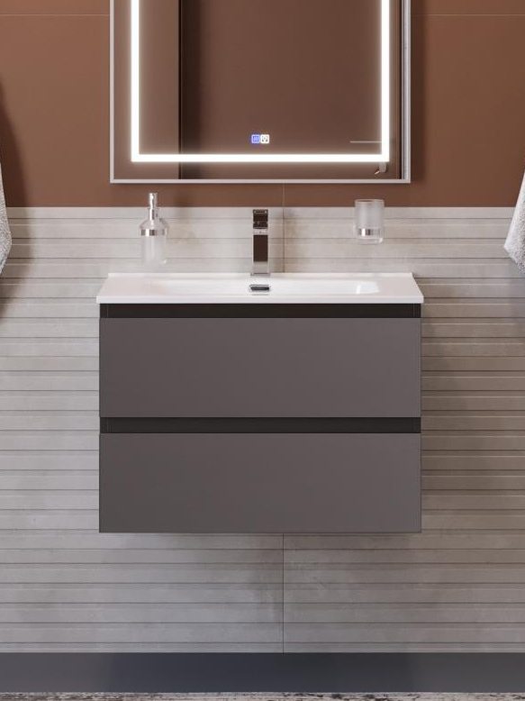 

Тумба под раковину без столешницы BelBagno Kraft 70 подвесная, матовая темно-серая