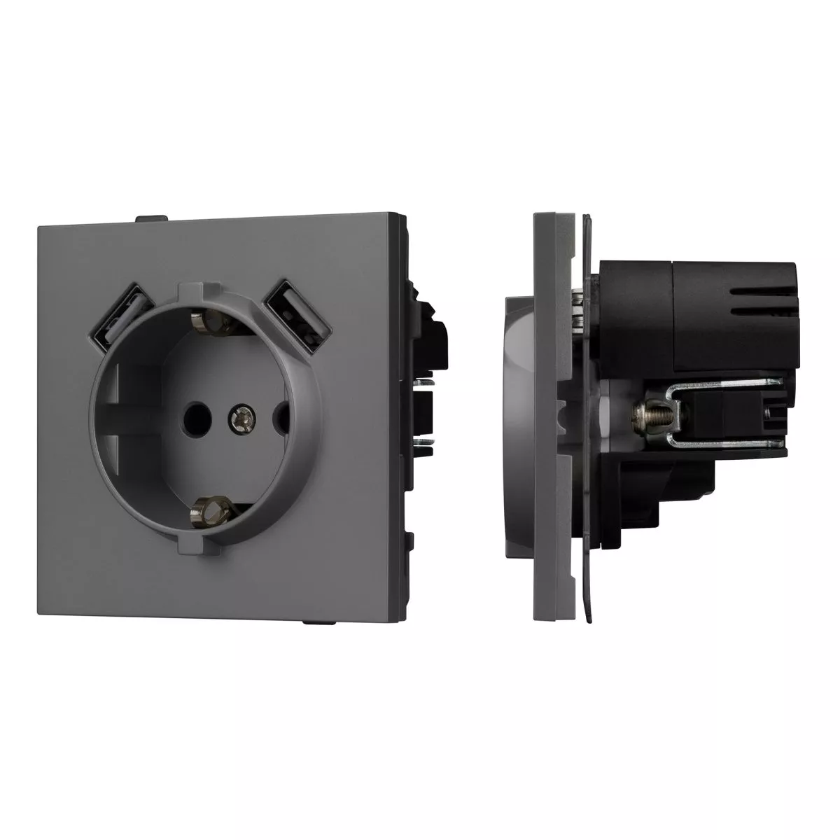 

Механизм розетки с USB зарядкой Arlight SCT-TENDO-MUAA-SFPL-GR (230V, 16A) 054605