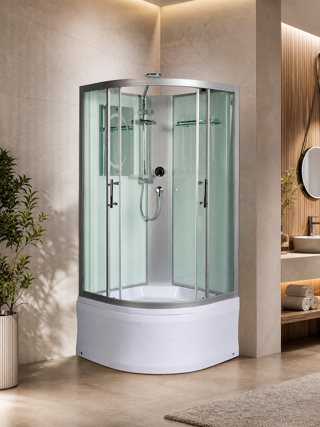 Душевая кабина WeltWasser WW500 Halle 901 90x90 10000003239 профиль хром, стекло прозрачное