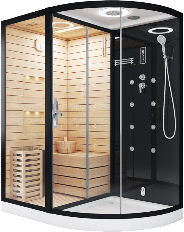 Душевая кабина Cerutti Spa Lugano Nero-L Black 8343 с сауной CT8343 - фото 1