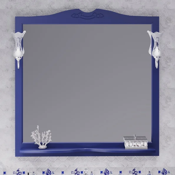 Зеркало Opadiris Валери 105 с полкой и выключателем синий (без светильников)