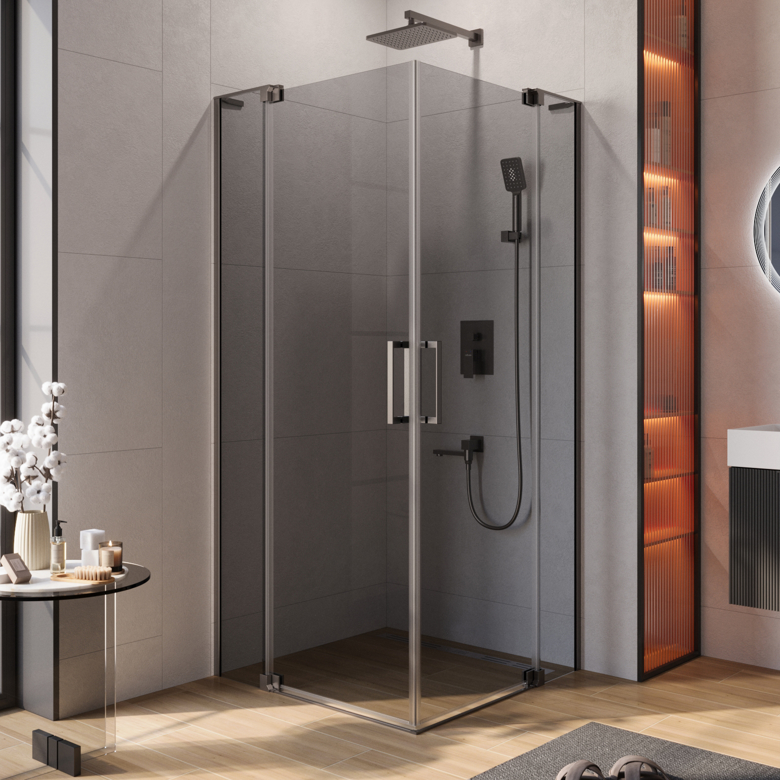 

Душевой уголок Cezares Slider A 2 80/90 GRIGIO GM профиль оружейная сталь, стекло серое