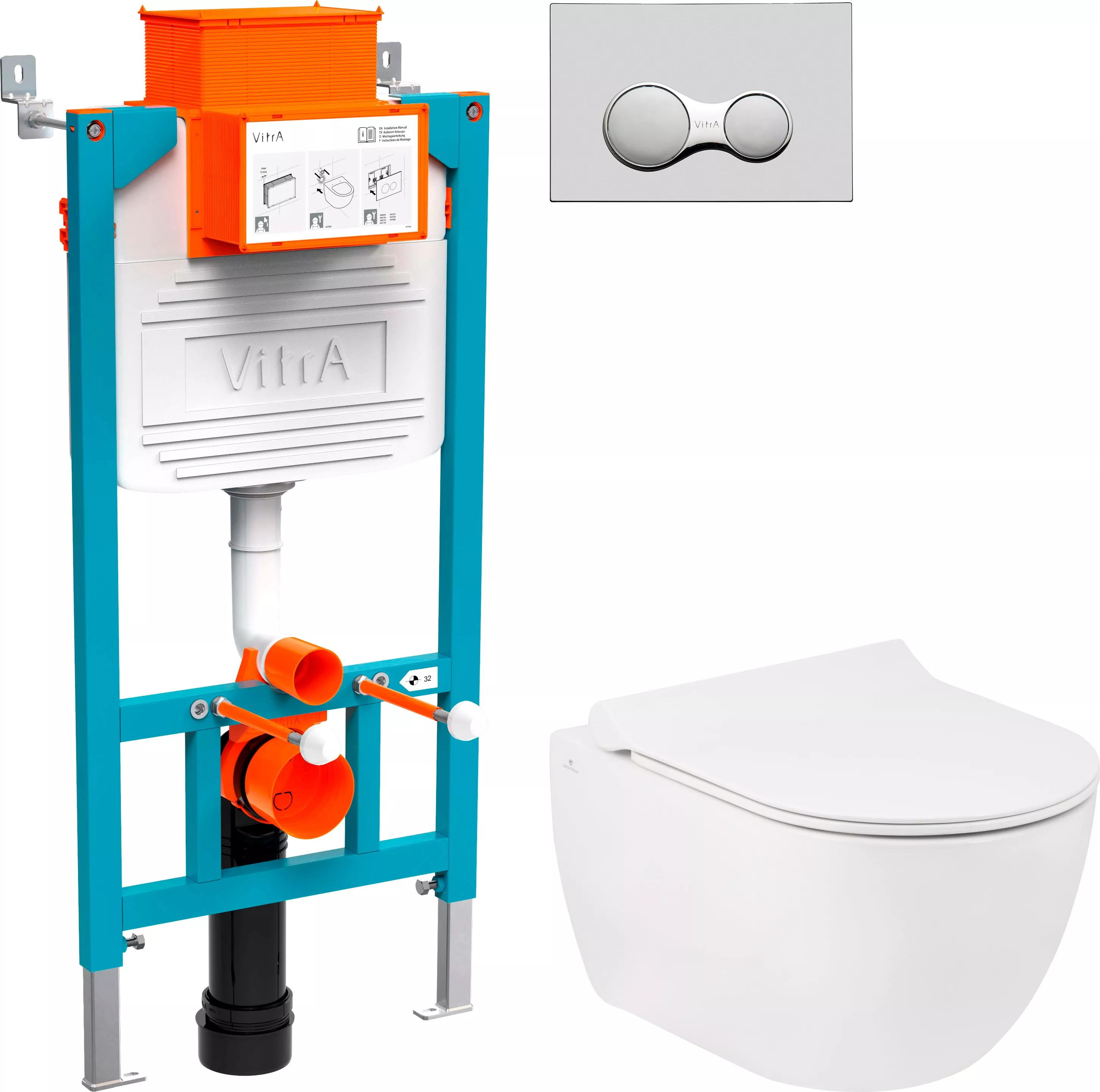 

Комплект Унитаз подвесной Seramiksan Hill A031161H с микролифтом + Система инсталляции для унитазов VitrA 800-2015 с кнопкой смыва, хром