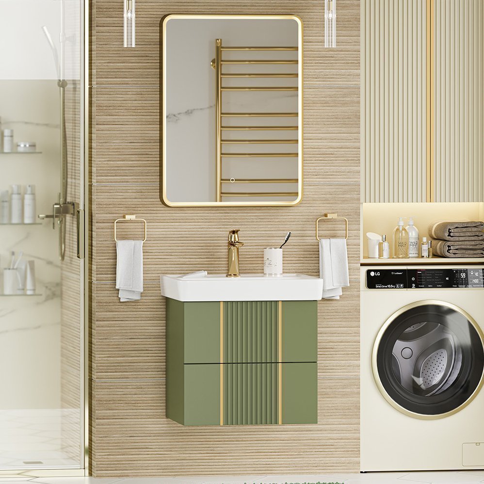 

Мебель для ванной комнаты Brevita Vega 60 подвесная, зеленая, золото