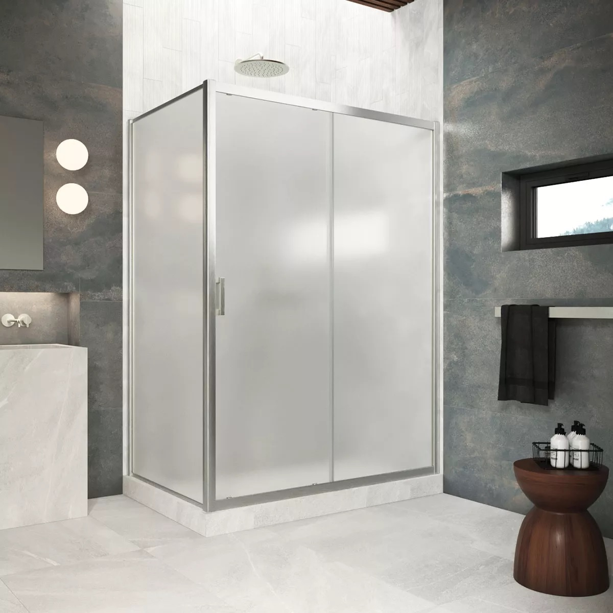 

Душевой уголок Vegas Glass ZP+ZPV Protec 115*90 04 10 профиль никель, стекло сатин