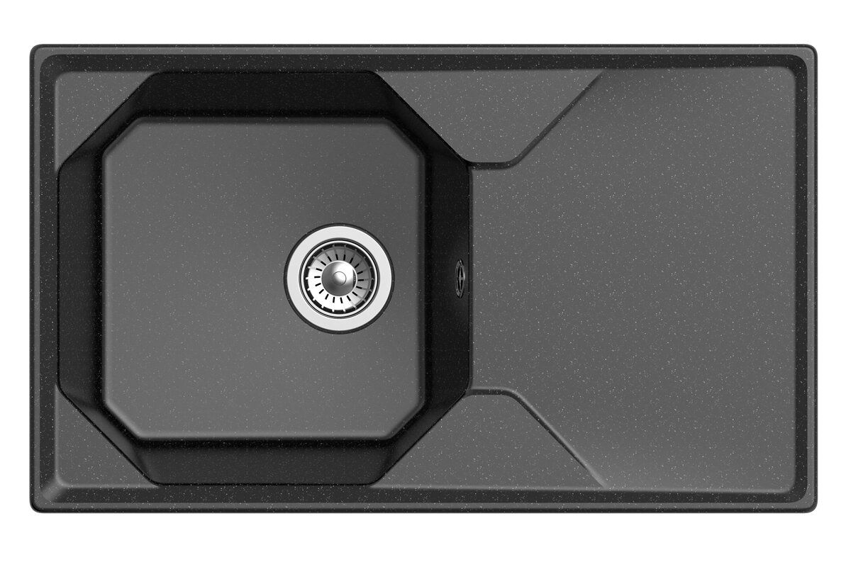 GRANFEST Мойка мрамор UNIQUE, GF-U-840L, чаш+кр 840*500, черный