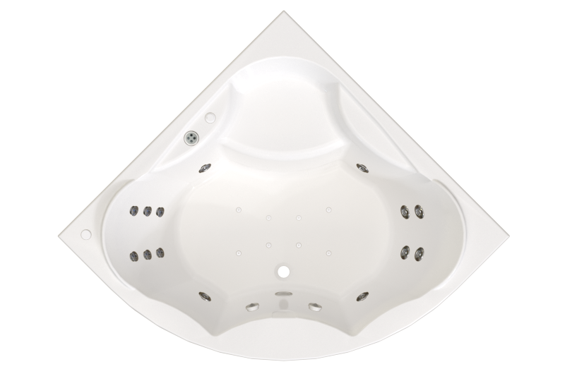 Акриловая ванна Radomir Сандра Терапия 150x150 см угловая пристенная с гидромассажем белая четверть круга с каркасом с экраном с сиденьем со сливом-переливом 257426₽
