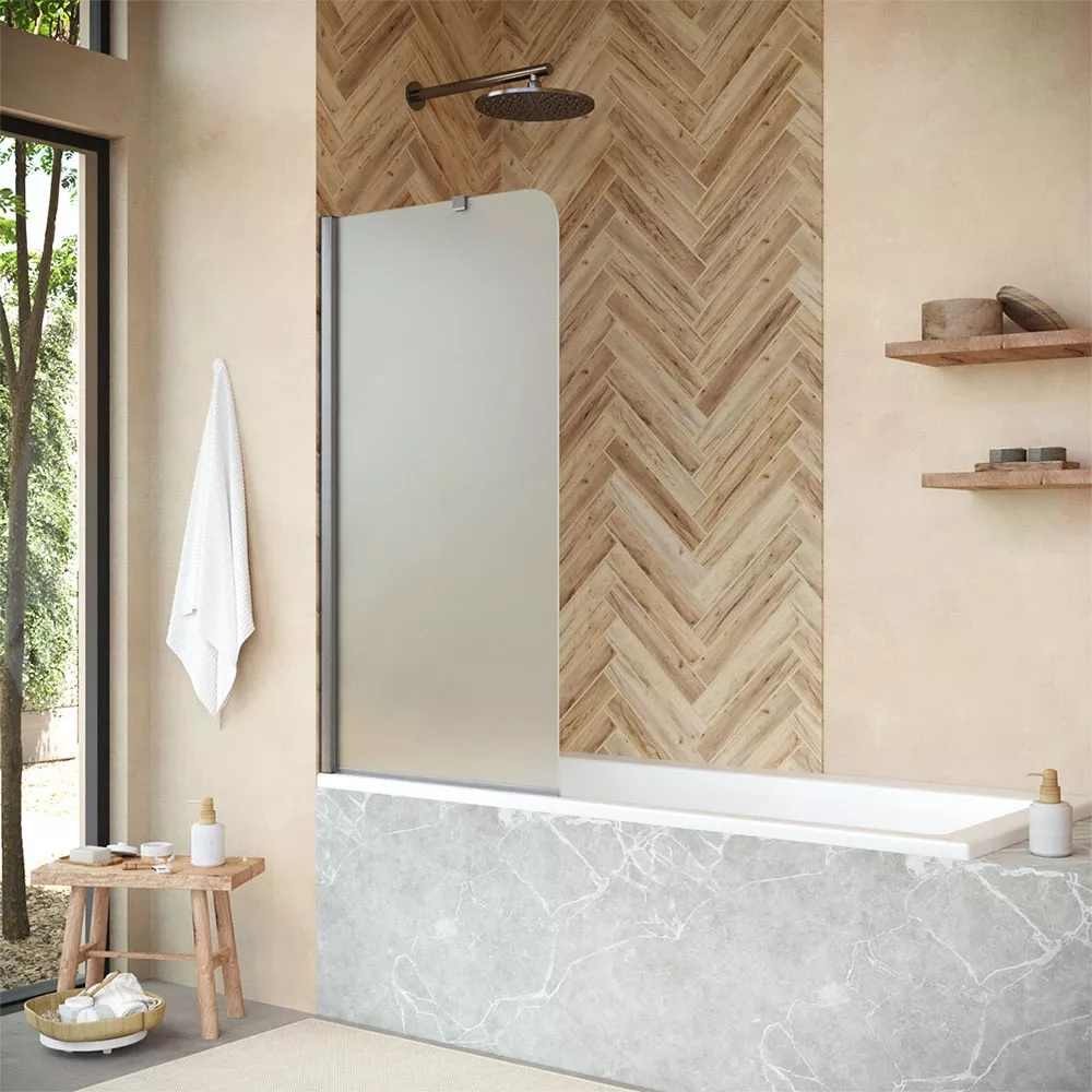 

Шторка на ванну Vegas Glass EV ST Novo 76 11 10 левая, профиль оружейная сталь, стекло сатин