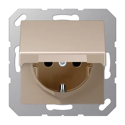 

Розетка 2K+З cо шторками и крышкой Jung A1520BFKIKLCH