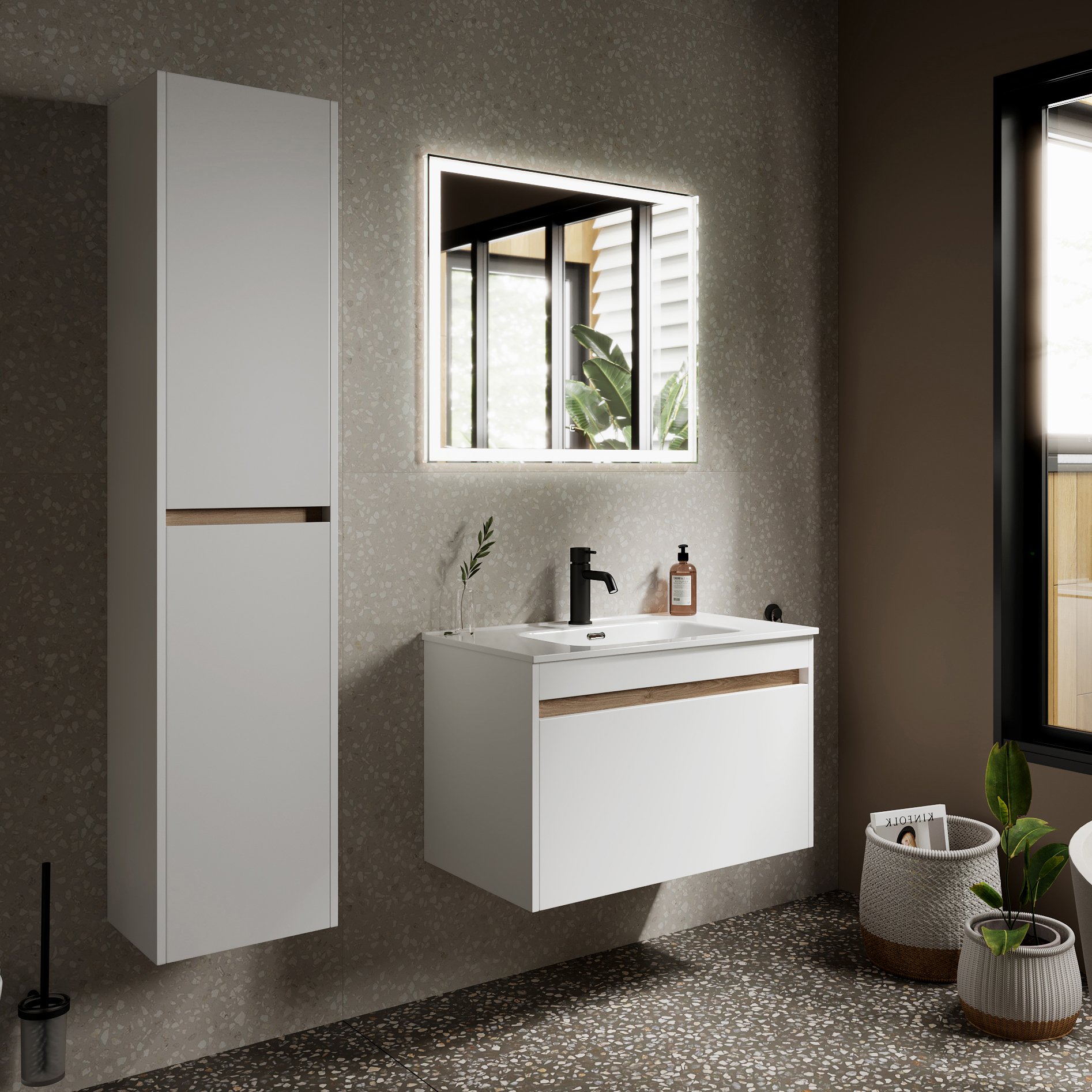 

Мебель для ванной комнаты Sancos Smart 80 см белый глянец