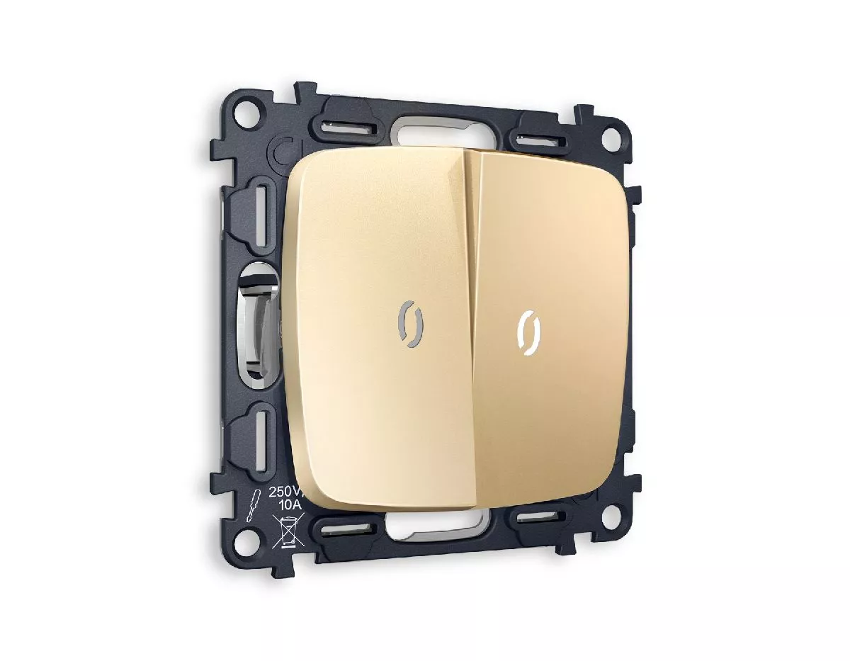 

Комплект механизма 2-кл выключателя с подсветкой Ambrella Volt Omega MO604015
