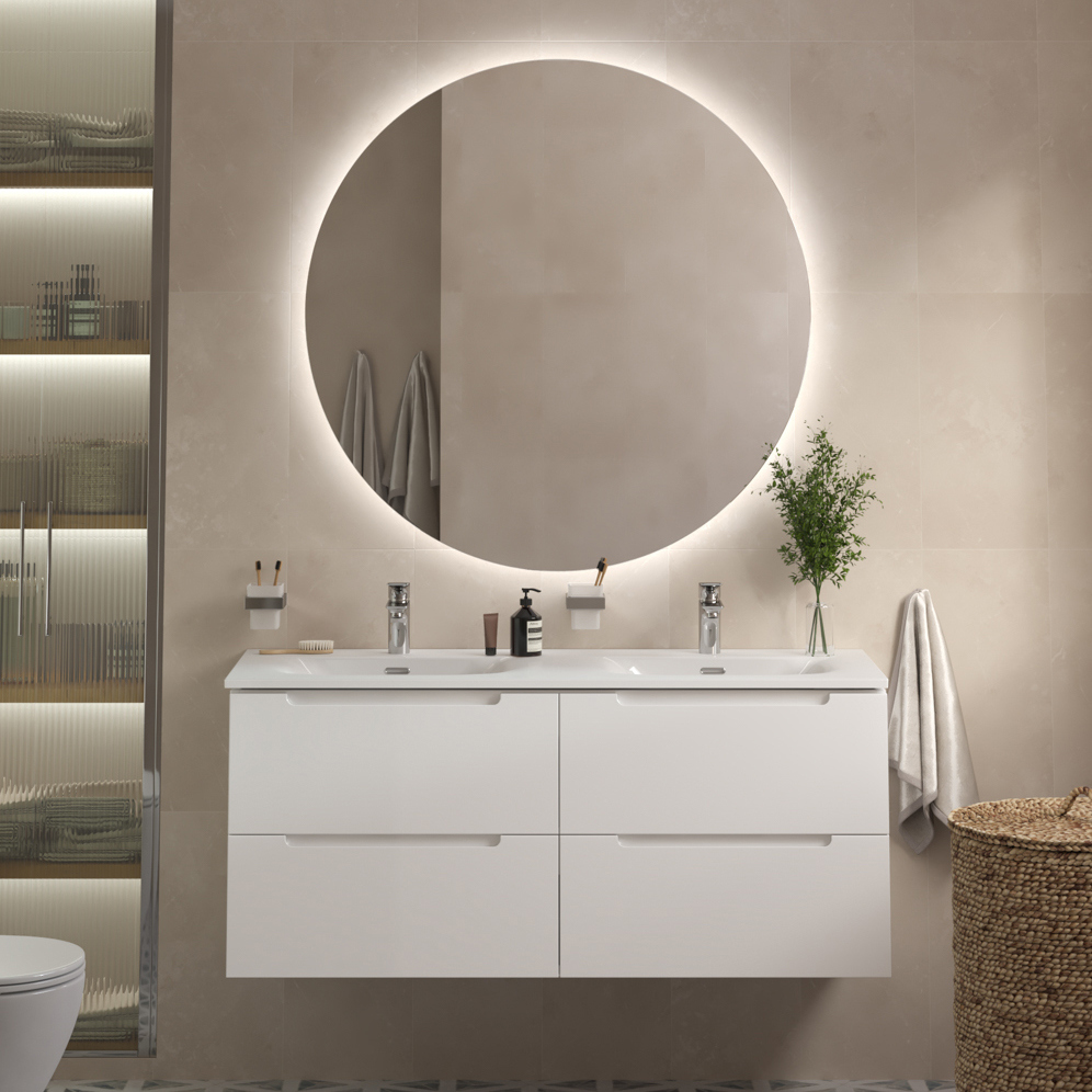 

Мебель для ванной комнаты BelBagno Etna 120 для двоих, bianco lucido, раковина BB-8099-120-2