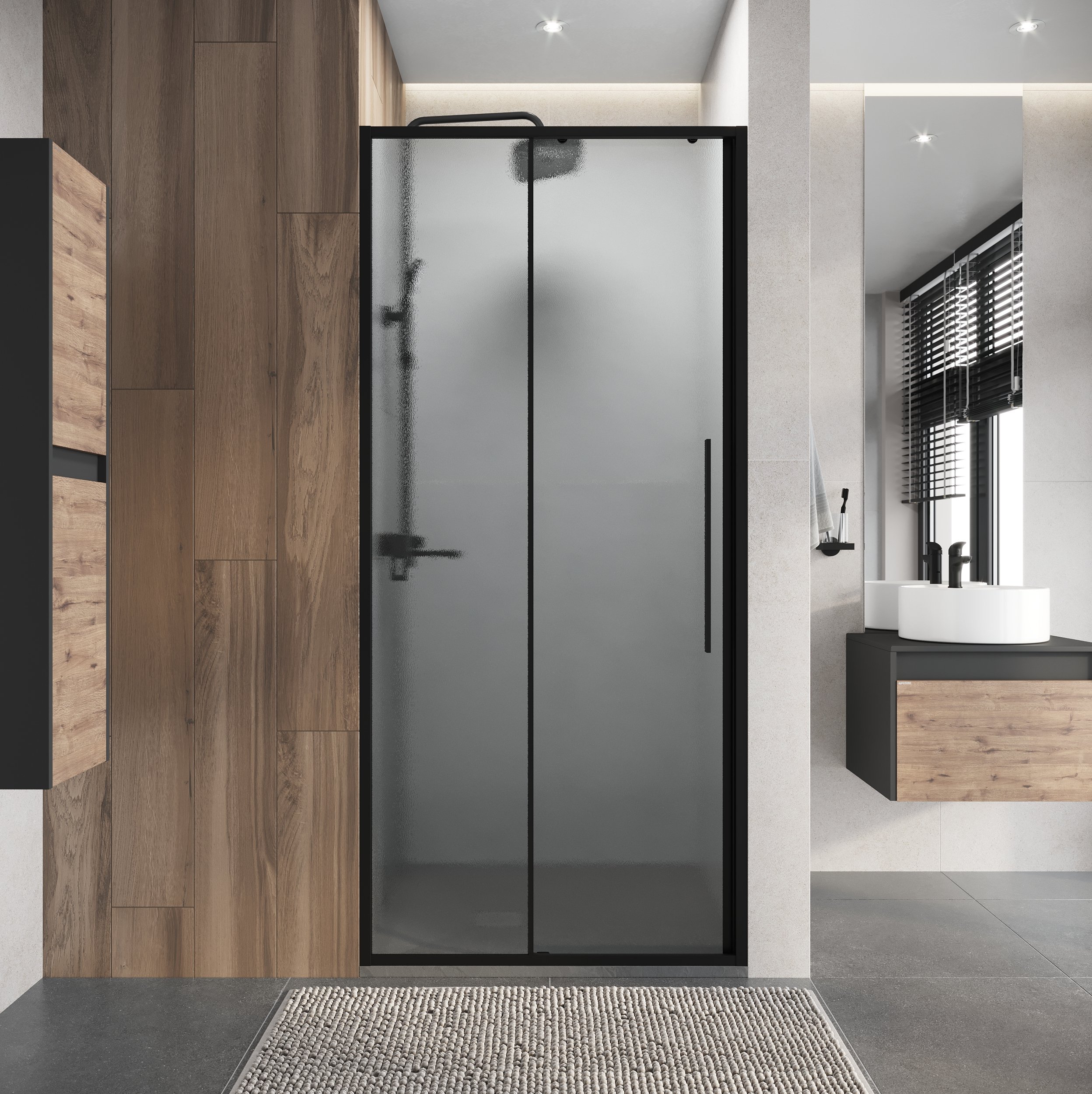 

Душевая дверь в нишу Niagara Nova NG-84-L10CHB 100 см, профиль матовый черный, стекло шиншилла