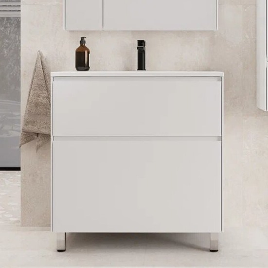

Тумба с раковиной Style Line Лима 80 см напольная LINE 80 2 ящика PLUS Белый Матовый ЭМАЛЬ