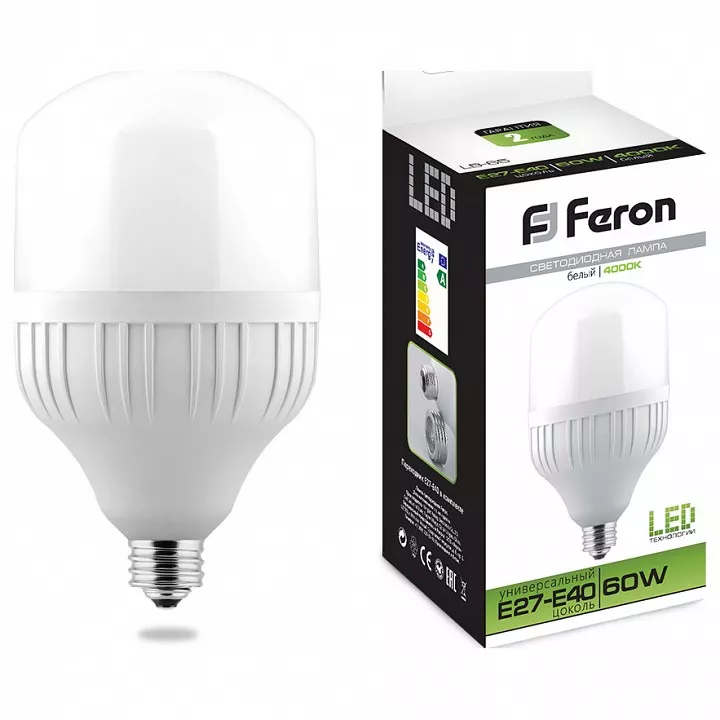 Лампа светодиодная Feron Saffit LB-65 E27-E40 60Вт 4000K 25821 - фото 1
