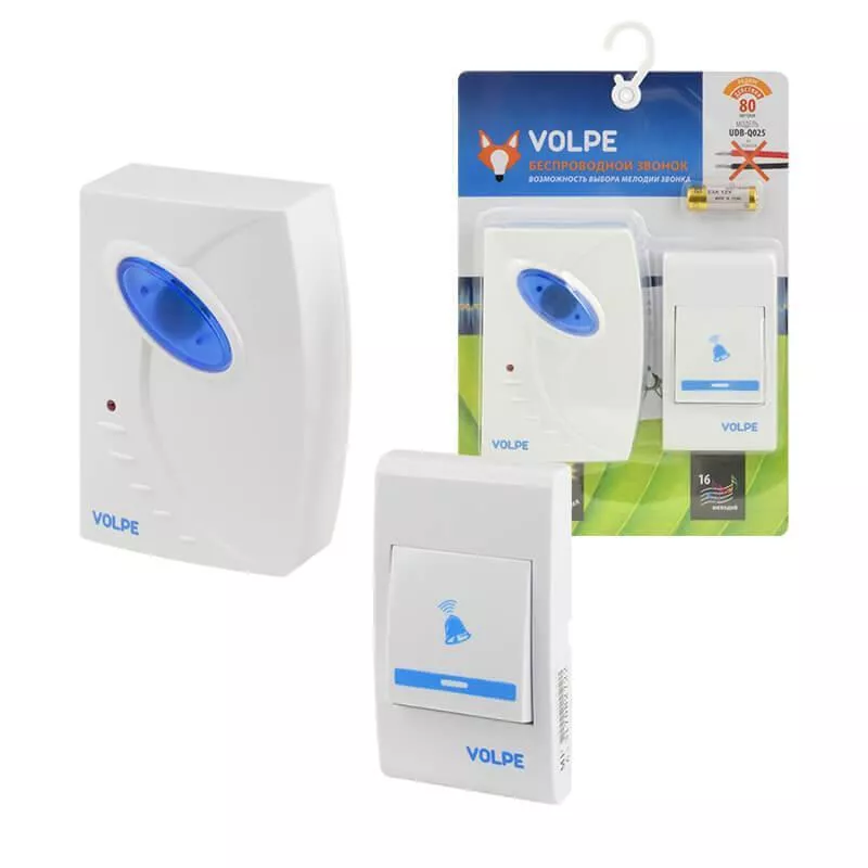 

Звонок беспроводной Volpe UDB-Q025 W-R1T1-16S-80M-WH UL-00002401