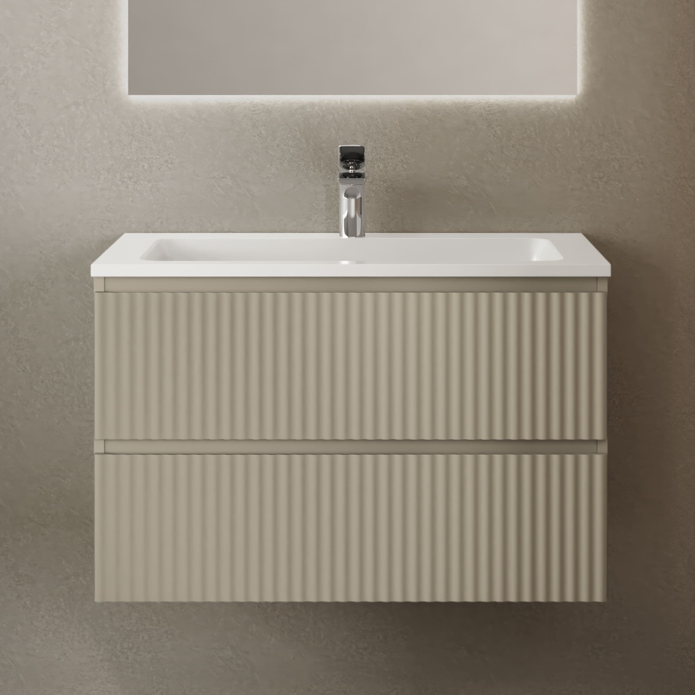 

Тумба под раковину без столешницы Raval Coste 80 подвесная, 2 ящика, светло-коричневая