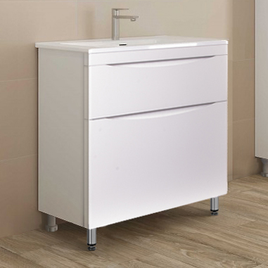 

Тумба с раковиной Style Line Бергамо Мини 60 Люкс Plus напольная, антискрейтч белая