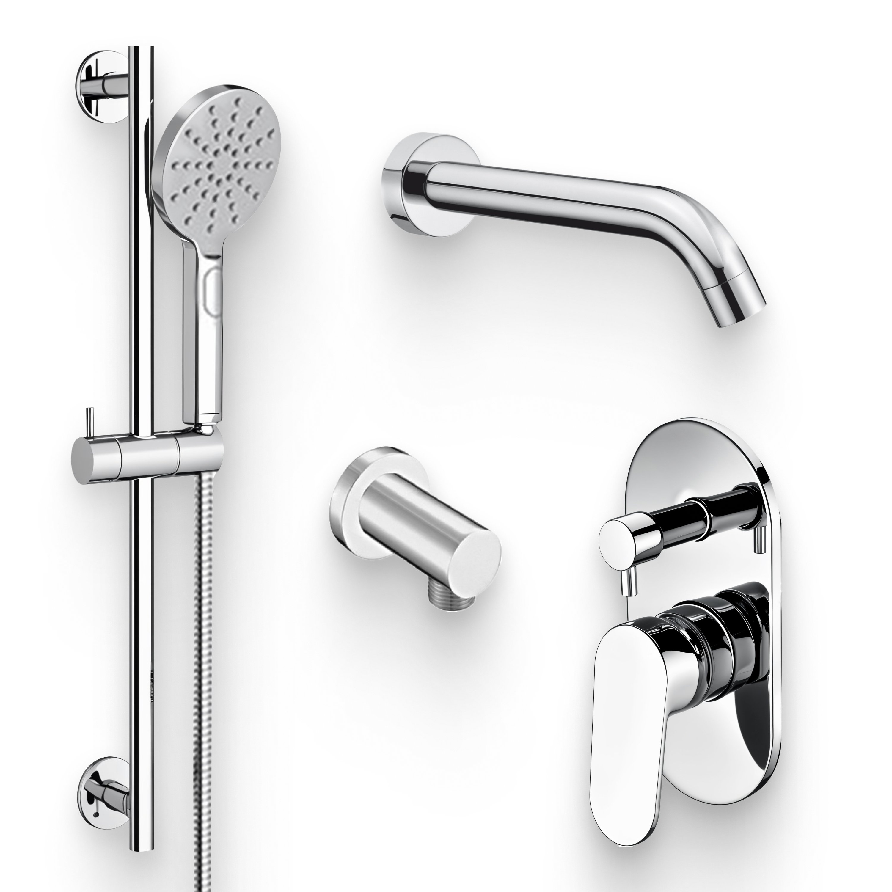 Душевой комплект Смеситель Wasserkraft Donau 5341 Гарнитур A144 Подключение A021 Излив A018 для ванны 28258₽