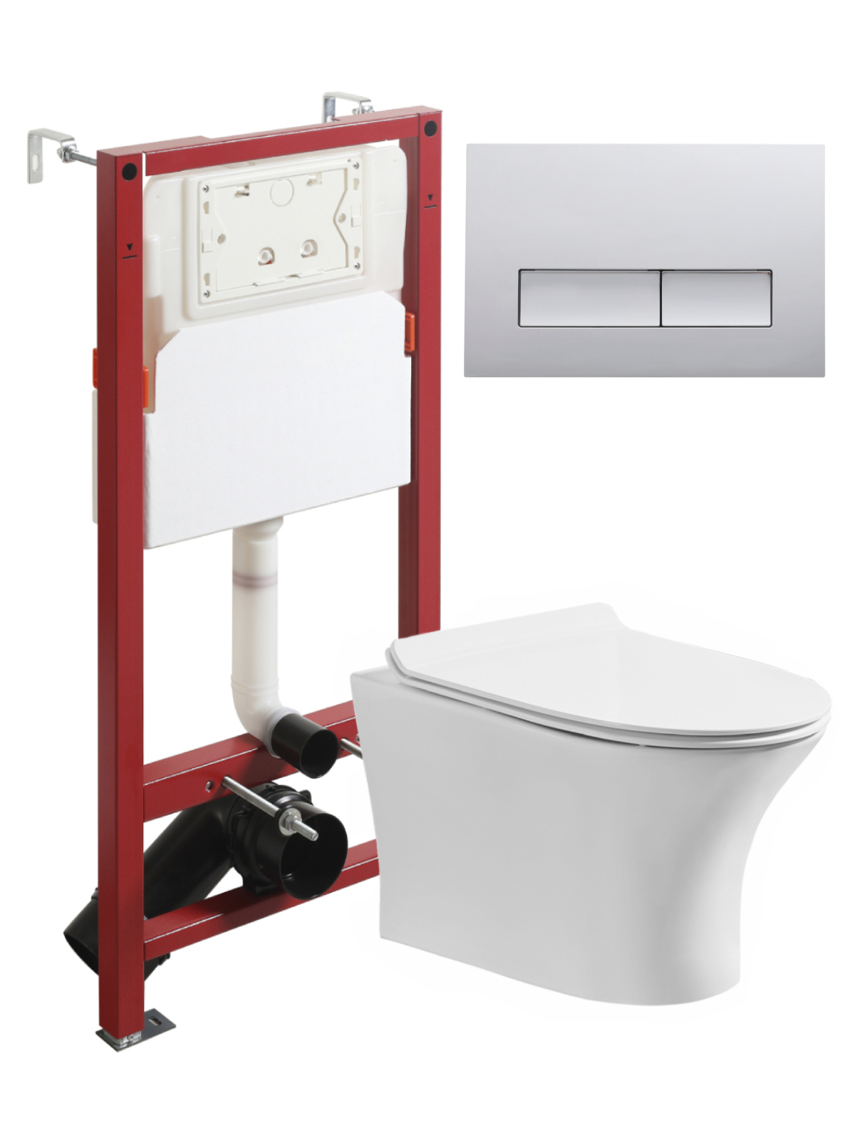 

Комплект Orange CI01-100W+APB200 Унитаз подвесной безободковый, с микролифтом + Система инсталляции + Кнопка смыва хром