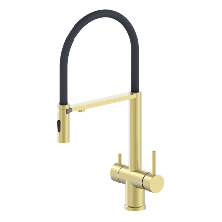 

Смеситель для кухни с гибким изливом AltroBagno Flusso золото с черным