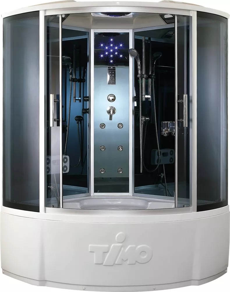 

Душевая кабина Timo Standart 135x135 хром, стекло тонированное, с гидромассажем