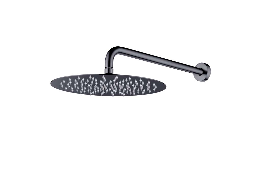 Верхний душ с кронштейном UNO Gun Metal 30cm латунь