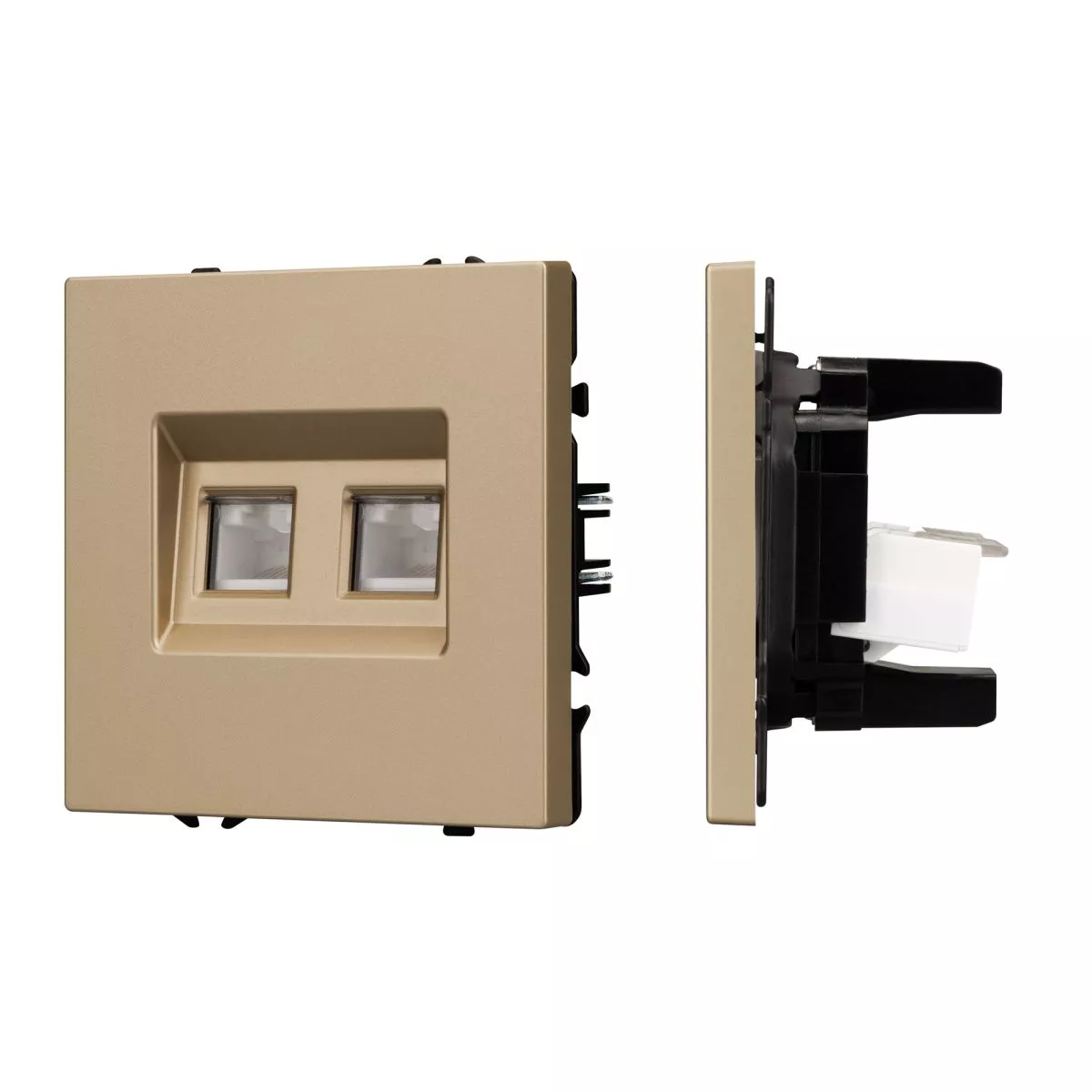 

Механизм сдвоенной компьютерной розетки Arlight SCT-NOBE-MPC2-SFPL-GD (RJ-45, CAT6) 054314