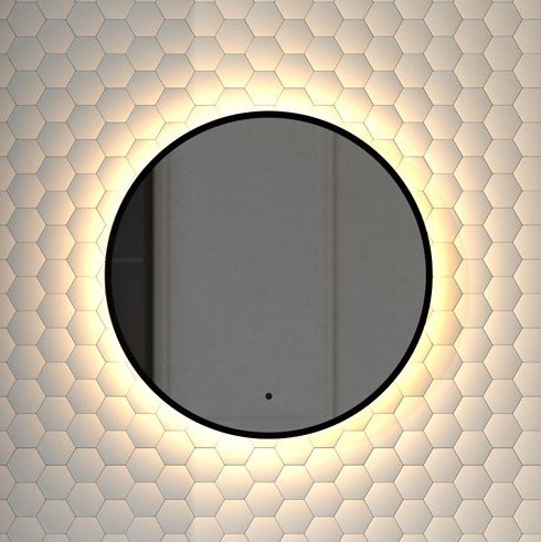 

Зеркало круглое Defesto Aura DF 2992R 50x50, с теплой подсветкой, инфракрасный выключатель, черное