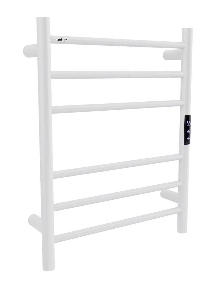 

Полотенцесушитель электрический Abber Standard 4606 65x50 см, подключение справа, слева, скрытое подключение справа, матовый белый, лесенка