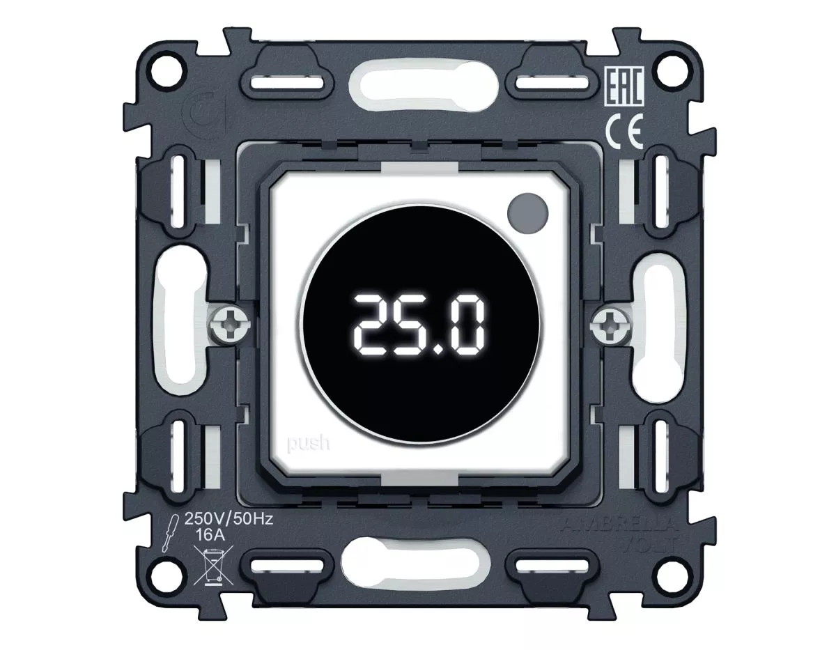 

Механизм терморегулятора с цифровым дисплеем с подсветкой и датчиком для теплого пола 16A-250V QUANT (EXTRA CONTROL) Ambrella Volt VM1385