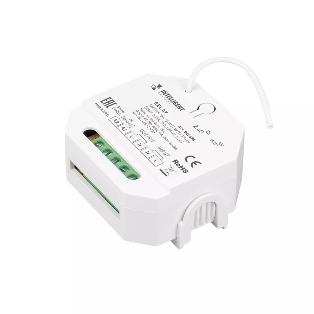 

Релейный модуль Arlight SMART-701-72-WTI-WTO-PS-IN (230V, 1x15A, TUYA Wi-Fi, 2.4G) 046074