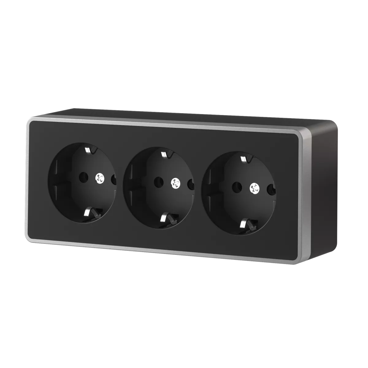 

Розетка тройная с заземлением и шторками Werkel Gallant (черный с серебром) W5073134 4690389177200 a056944