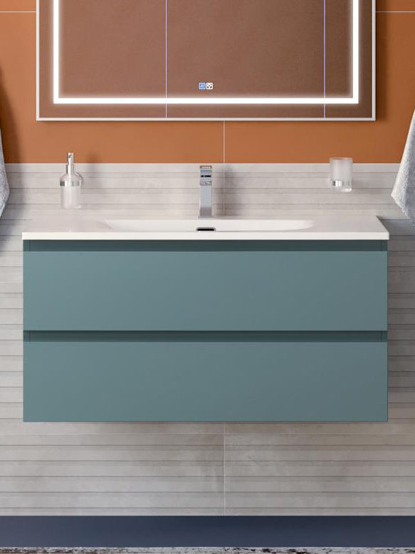 

Тумба с раковиной BelBagno Kraft 100 подвесная, матовая голубая, раковина bb-8099-100