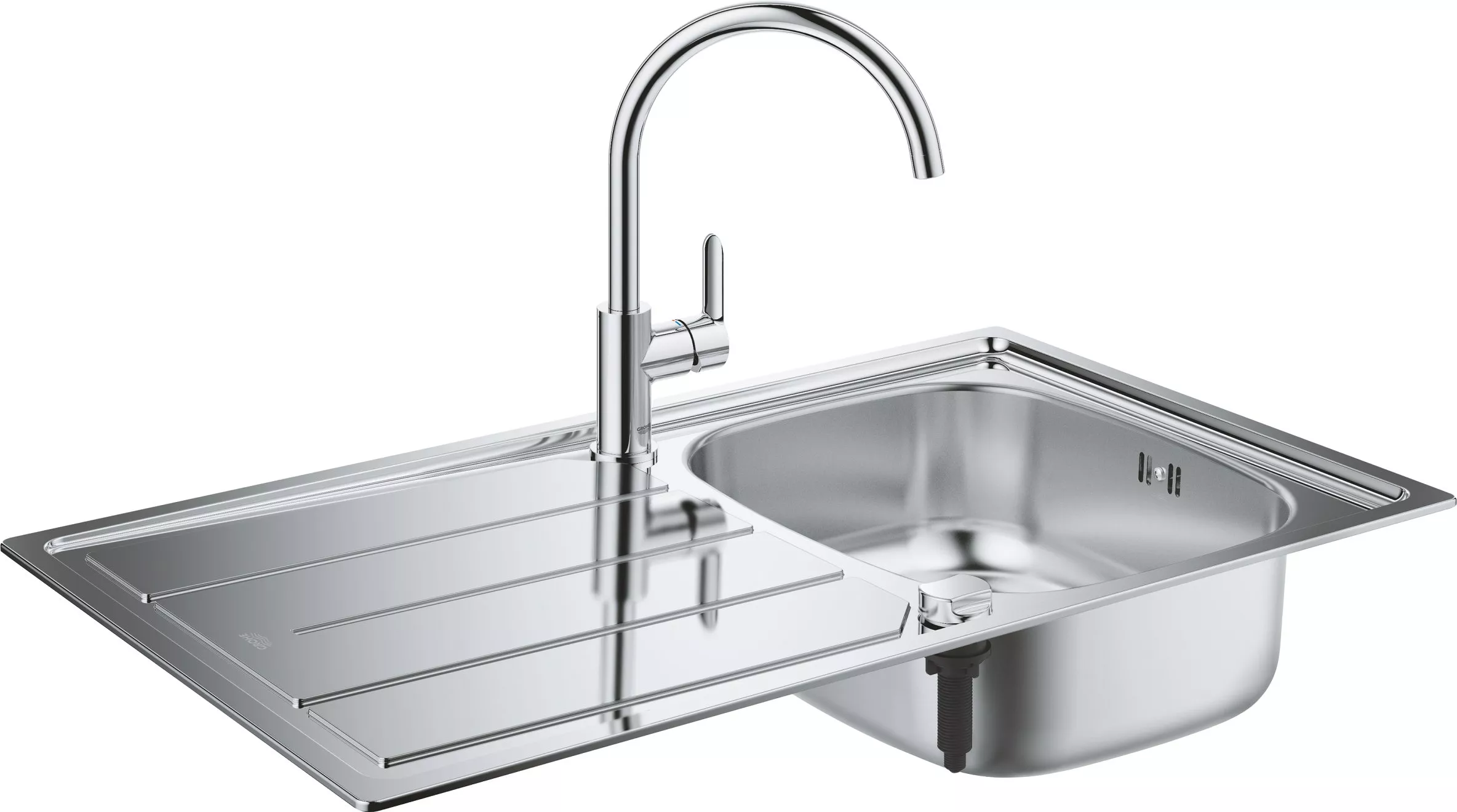 

Комплект Grohe Bau 31562SD0 Мойка кухонная K200 31552SD0 + Смеситель BauEdge 31367000 для кухонной мойки