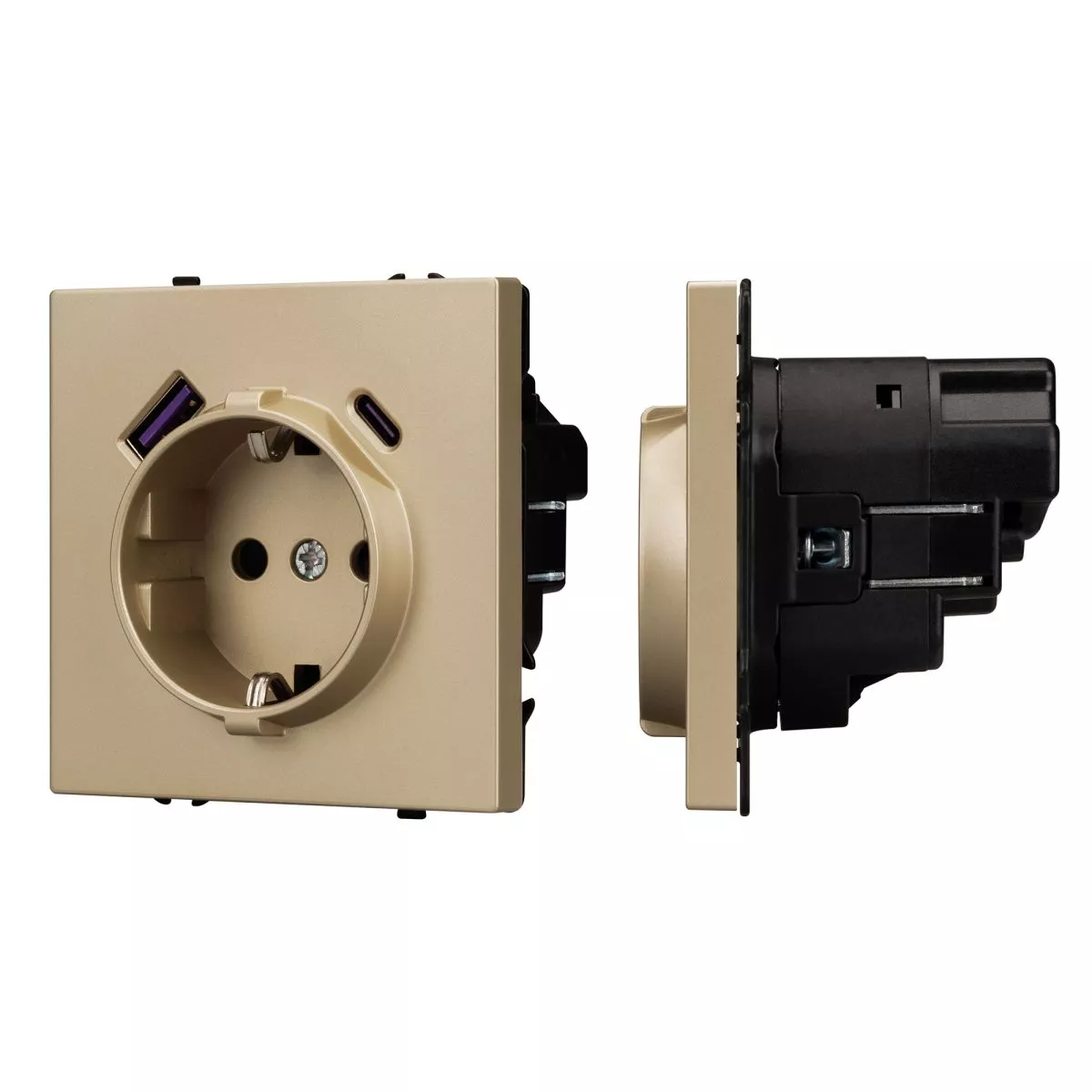 

Механизм розетки с USB зарядкой Arlight SCT-NOBE-MUAC-SFPL-GD (230V, 16A) 054286