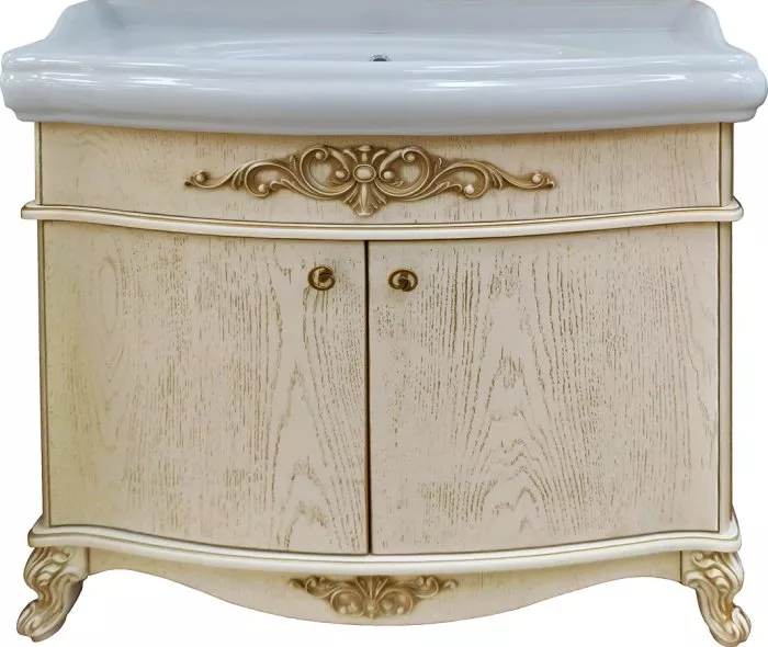 

Тумба с раковиной Misty Верона 100 напольная, слоновая кость патина