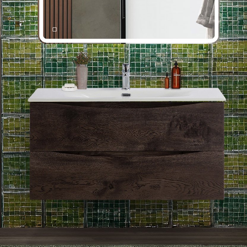 

Тумба под раковину без столешницы BelBagno Marino-cer-n 100 подвесная, rovere nature grigio