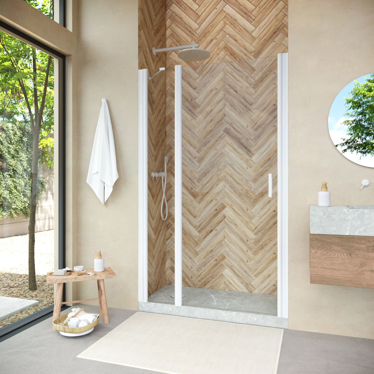 

Душевая дверь в нишу Vegas Glass EP-F-1 Novo 110 01 01 L профиль белый глянцевый, стекло прозрачное