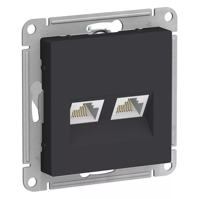 

Розетка компьютерная двойная RJ45 Schneider Electric AtlasDesign 5e кат UTP карбон ATN001085