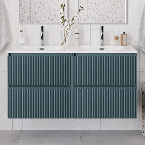 

Тумба под раковину без столешницы BelBagno Uno 120 подвесная, 4 ящика, матовая голубая